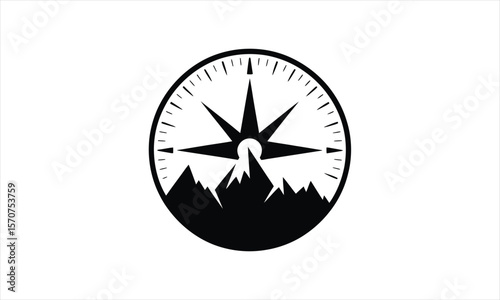 Navigational compass design silhouette