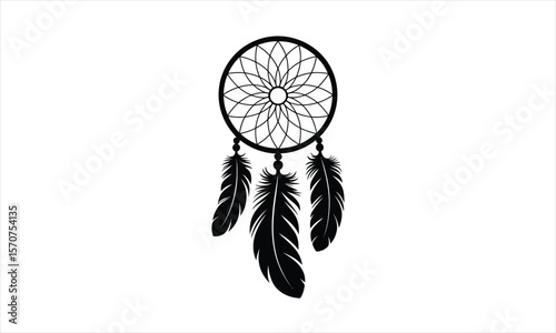 Native american dreamcatcher art silhouette