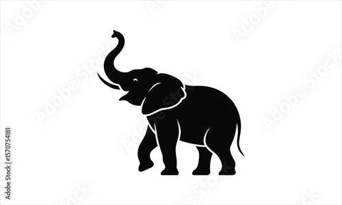 Majestic elephant outline art silhouette
