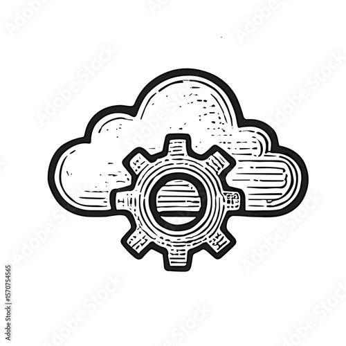 Cloud Gear handdrawn vector