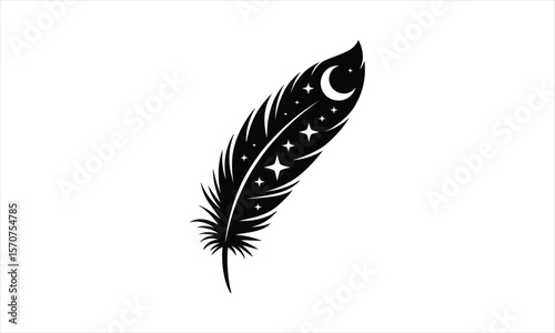 Elegant feather design silhouette