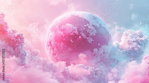 Realistic photograph, shot of a candy planet from space - in candy universe setting, extremely creative, tasty and colourful, soft lighting, pastel 