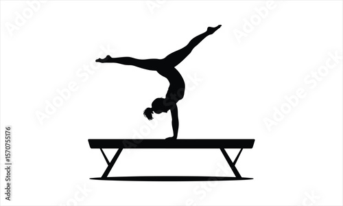 Dynamic gymnastics pose silhouette