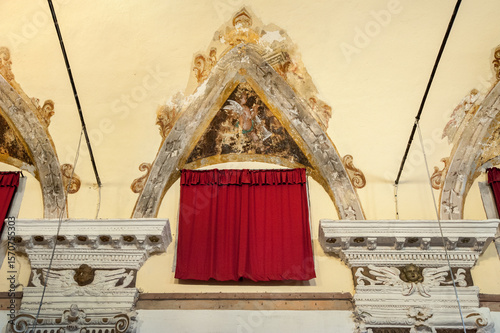 Baroque interior of the church Saint John the Baptist, with rich symbolic dec...