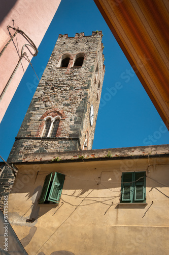 The church bell tower of St. John the Baptist in Monterosso al Mare, Cinque T...