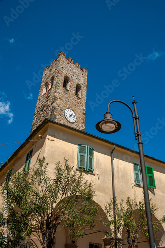 The church of St. John the Baptist in Monterosso al Mare, Cinque Terre, Ligur...