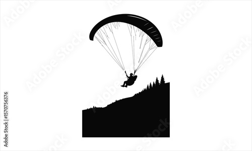 Paraglider flying silhouette design