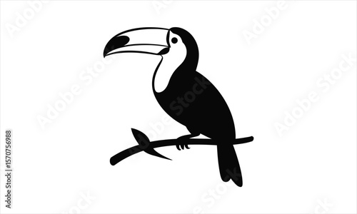 Exotic toucan bird profile silhouette