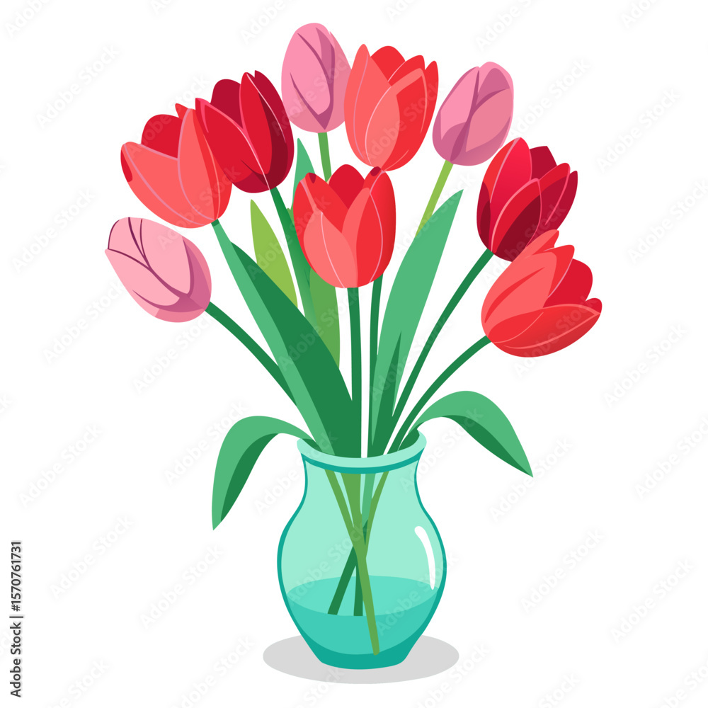 Obraz premium pink tulips in vase