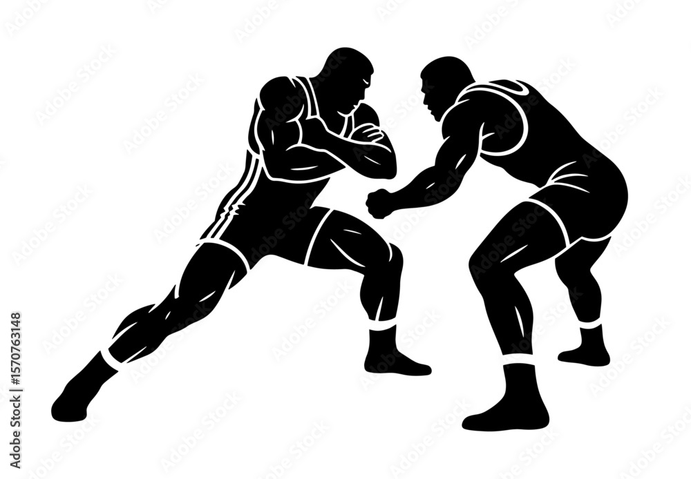 Naklejka premium silhouette of a man logo wrestling