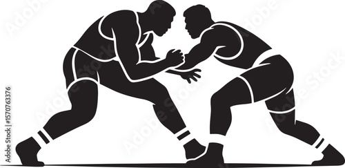 silhouette of a young man wrestling logo concept