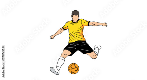 vector of a futsal player kicking a ball