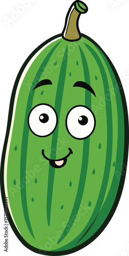 A happy cartoon vegetable character with big eyes and a wide smile isolated on a white background
