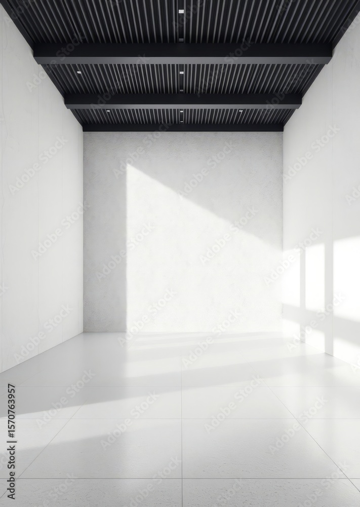 Obraz premium Empty modern mock up interior room design and empty white texture wall background Empty room interior design architecture blank design room striking structures clean lines geometric shapes dra