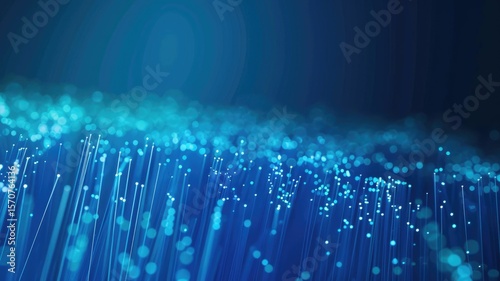 Abstract blue swirling particles. Digital artwork for design and print. Background image of blue glowing glittering or sparkle. Technology innovation design. Futuristic motion concept. AIG53.
