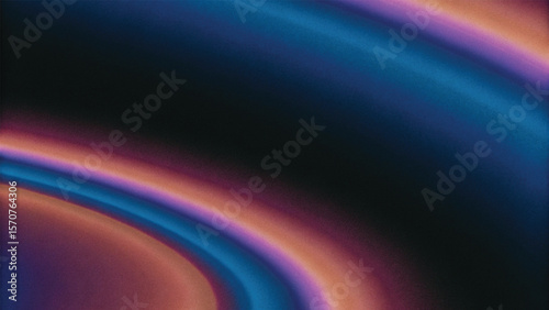 Vibrant abstract rainbow waves glow with colorful energy against a dark, textured background, creating a dynamic digital art illustration