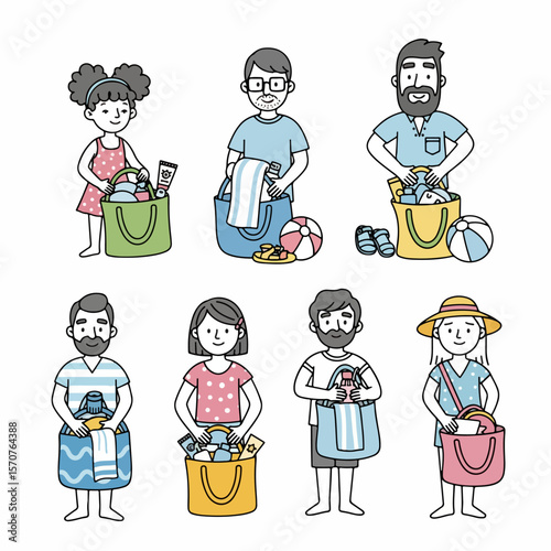 People carrying beach bags with summer essentials
