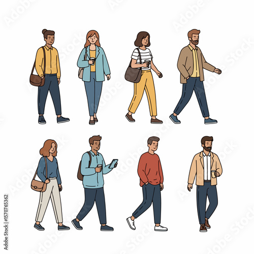 People walking urban style casual clothing collection