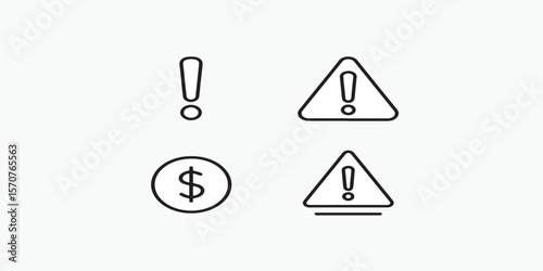 Print  Exclamation mark, alert, warning and error concept editable stroke outline icons set isolated on white background flat vector illustration