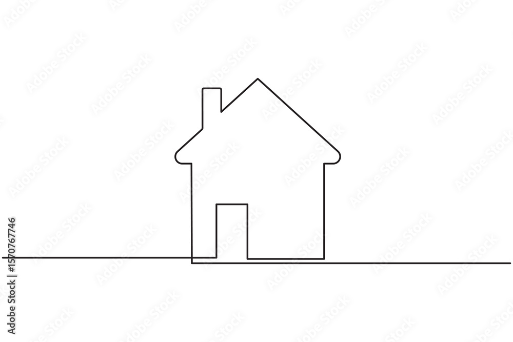 Fototapeta premium House continuous line drawing vector on white background in minimalist and simple outline style