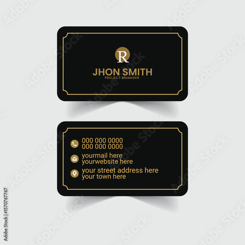 Luxury Black and Gold Business Card Template – Elegant Corporate Identity Design
