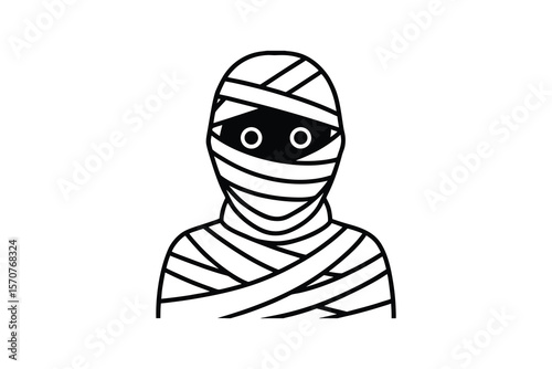 Simple Mummy Illustration with Bandages in Silhouette Style