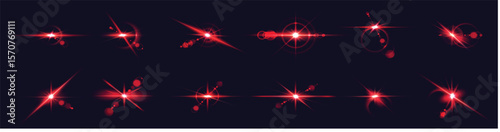 red glare explosion realistic vector illustration set