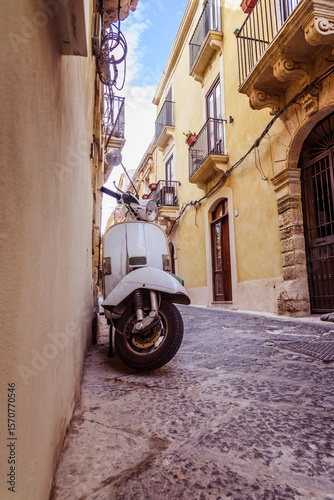 Vintage Scooter Parked in Italian alley