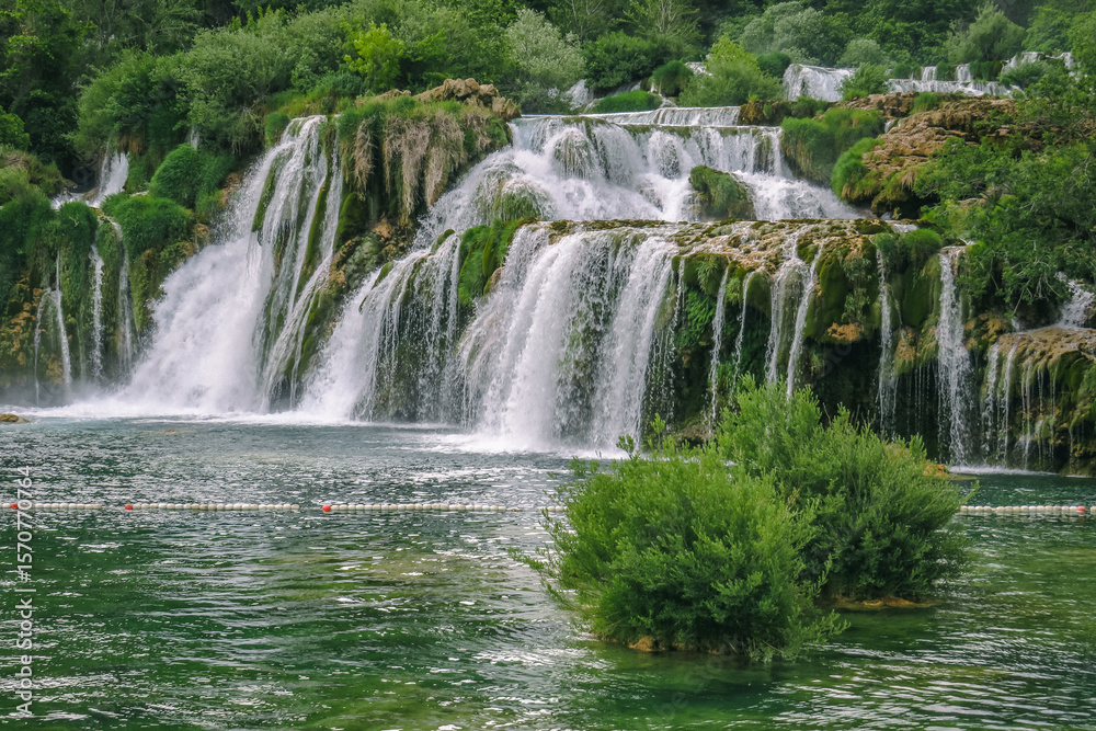 Obraz premium Close-Up View of Skradinski Buk Waterfalls in Krka National Park, Croatia