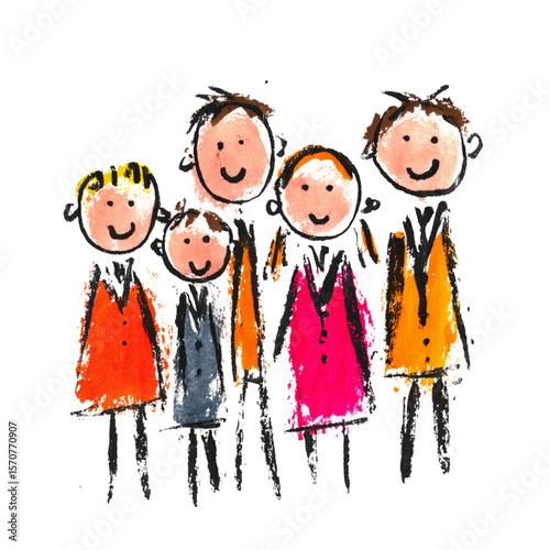 Group of smiling children – child’s drawing
