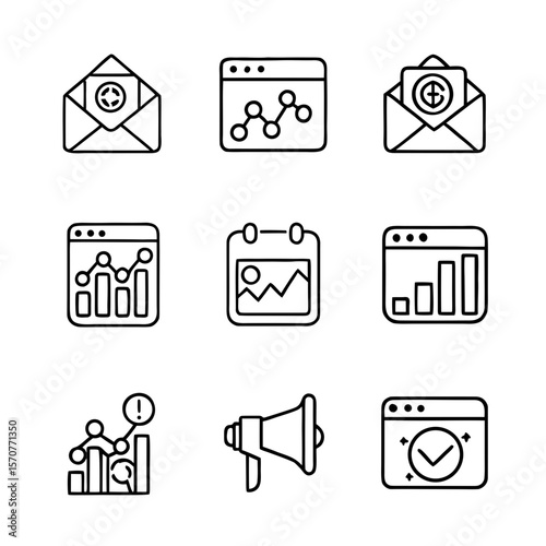 Digital campaign icons for email marketing