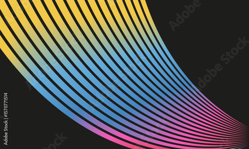 A black background with a wave of multicolored light. Pride of Africa. Copy space, free space for text