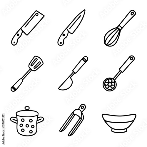 Vector collection of cooking tools and kitchen accessories