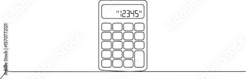 Continuous one line drawing of a calculator as an accounting tool in minimal single line art editable vector style

