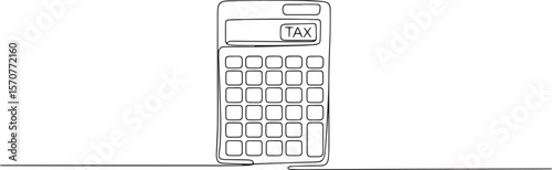 Continuous one line drawing of a calculator as an accounting tool in minimal single line art editable vector style

