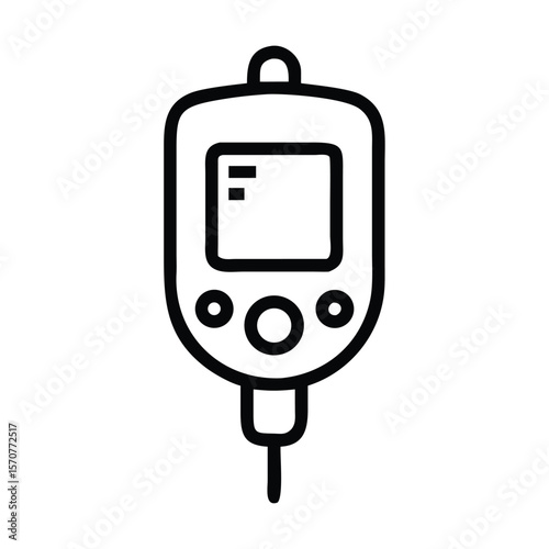 Blood glucose meter testing strip for diabetes outline vector