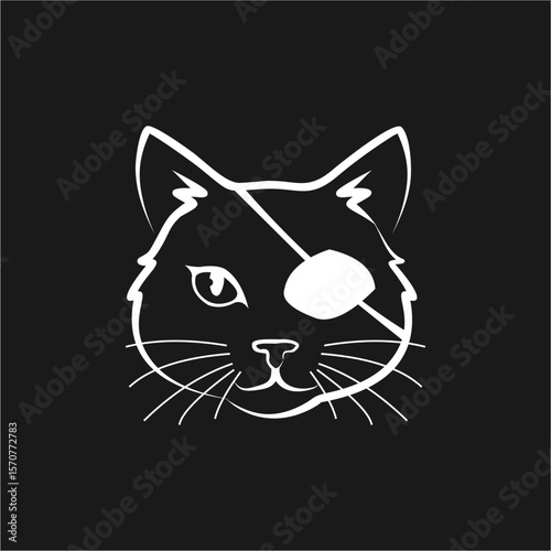 One-Eyed Cat Illustration A Pirate Kitty Vector Graphic