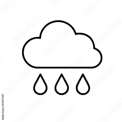 Outline weather icon of cloud and rain droplets representing precipitation