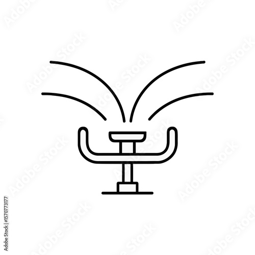 Outline icon of garden sprinkler spraying water for irrigation purposes