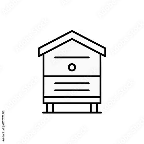 Outline beehive icon for apiary hive, honey production, and pollination