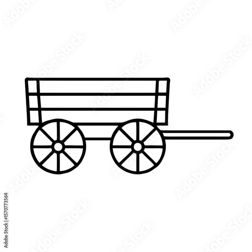Outline icon of farm wagon cart for harvest and transport in rural agriculture