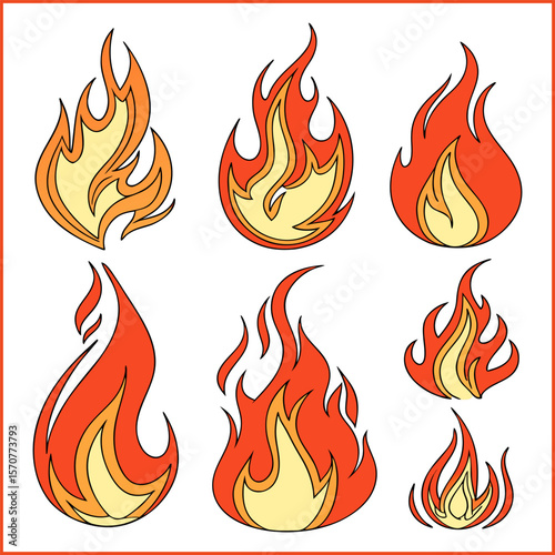 Fire icons set