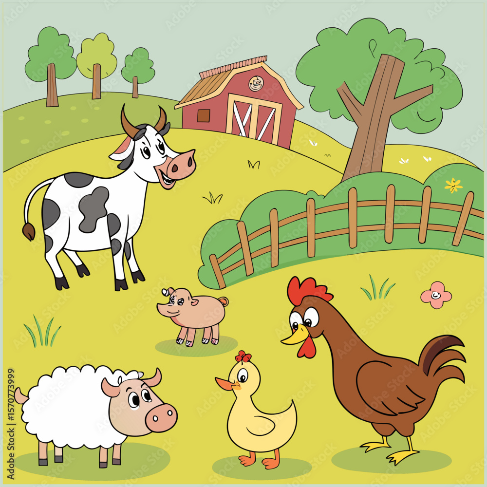 Fototapeta premium Farm animals collection