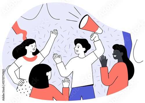 Diverse Group of People in Vibrant Artistic Illustration Style