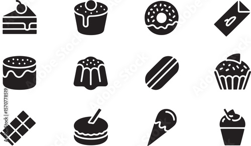 Delicious Dessert and Snack Food Icons Collection

