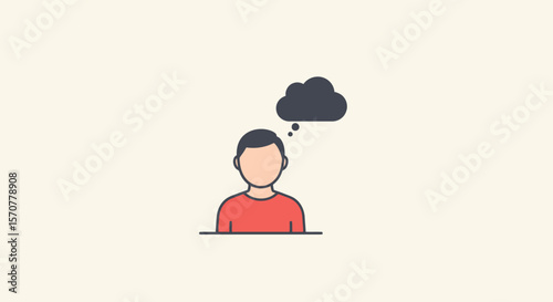 Man with a Thought Cloud - Mental Health Illustration