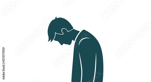 Silhouette of a Man in Despair, Vector Illustration