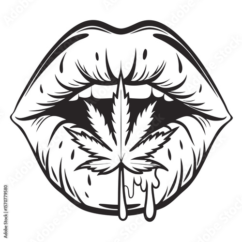 Black and White Marijuana Lips
