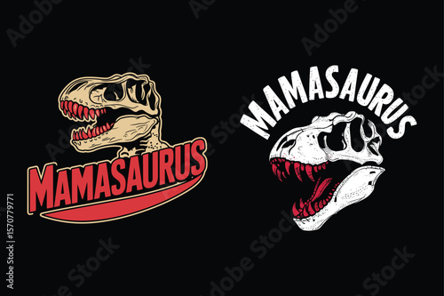Dinosaur skull mama text design t rex