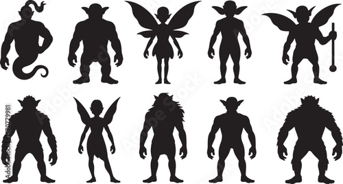 Mythical Fantasy Creatures and Monster Silhouettes